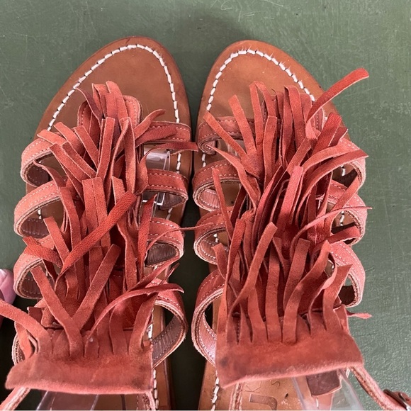 K Jacques Strappy Sandals w Fringed Vamps in Terra Cotta Nubuck *France* - Picture 7 of 12